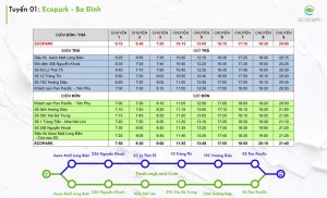 Lịch Trình Xe Buýt Ecopark 2022