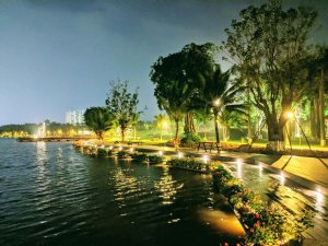 Bộ Ảnh Công Viên Hồ Thiên Nga Ecopark Về Đêm